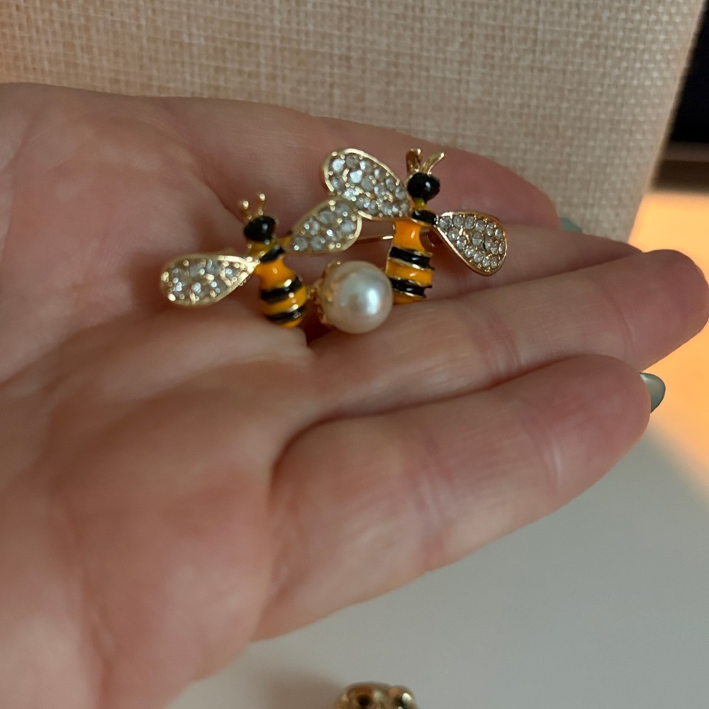 Double Gold and Black Bee Brooch